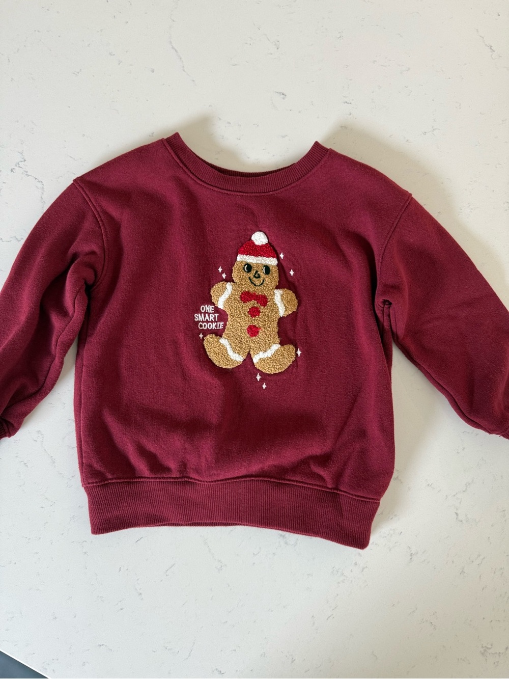 Cat & Jack Burgundy Gingerbread Embroidered Sweatshirt